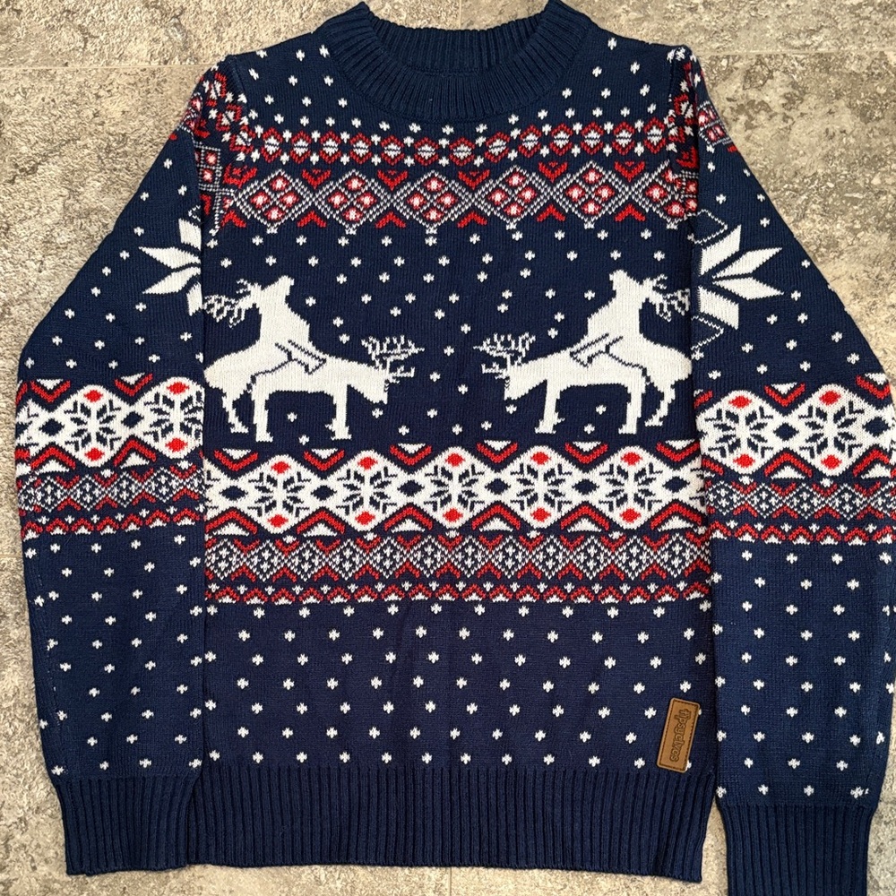 Women’s TipsyElves Blue Reindeer Sweater